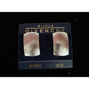 New Vintage Bijoux Givenchy silvertone clip on earrings on org card
